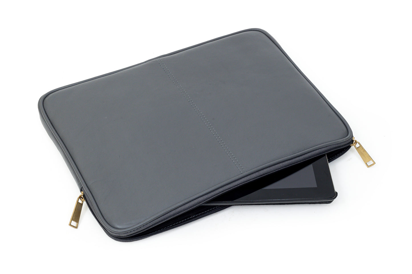 Unisex leather laptop case for corporate gifting.