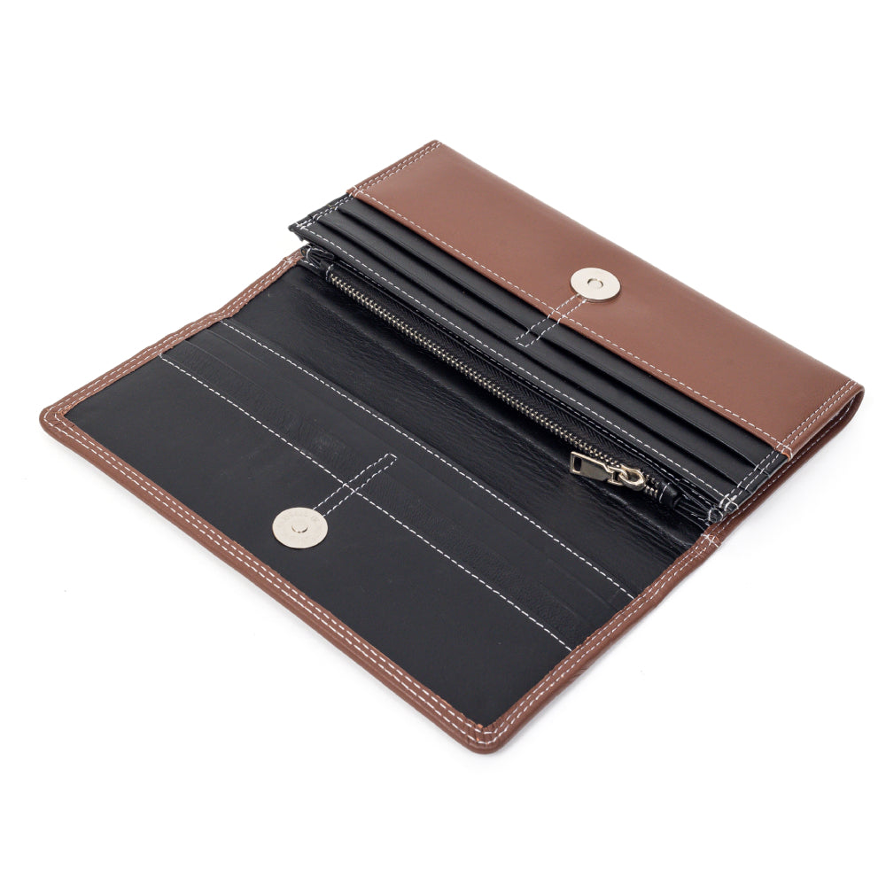 Glam, ladies dual colour leather wallet Tan