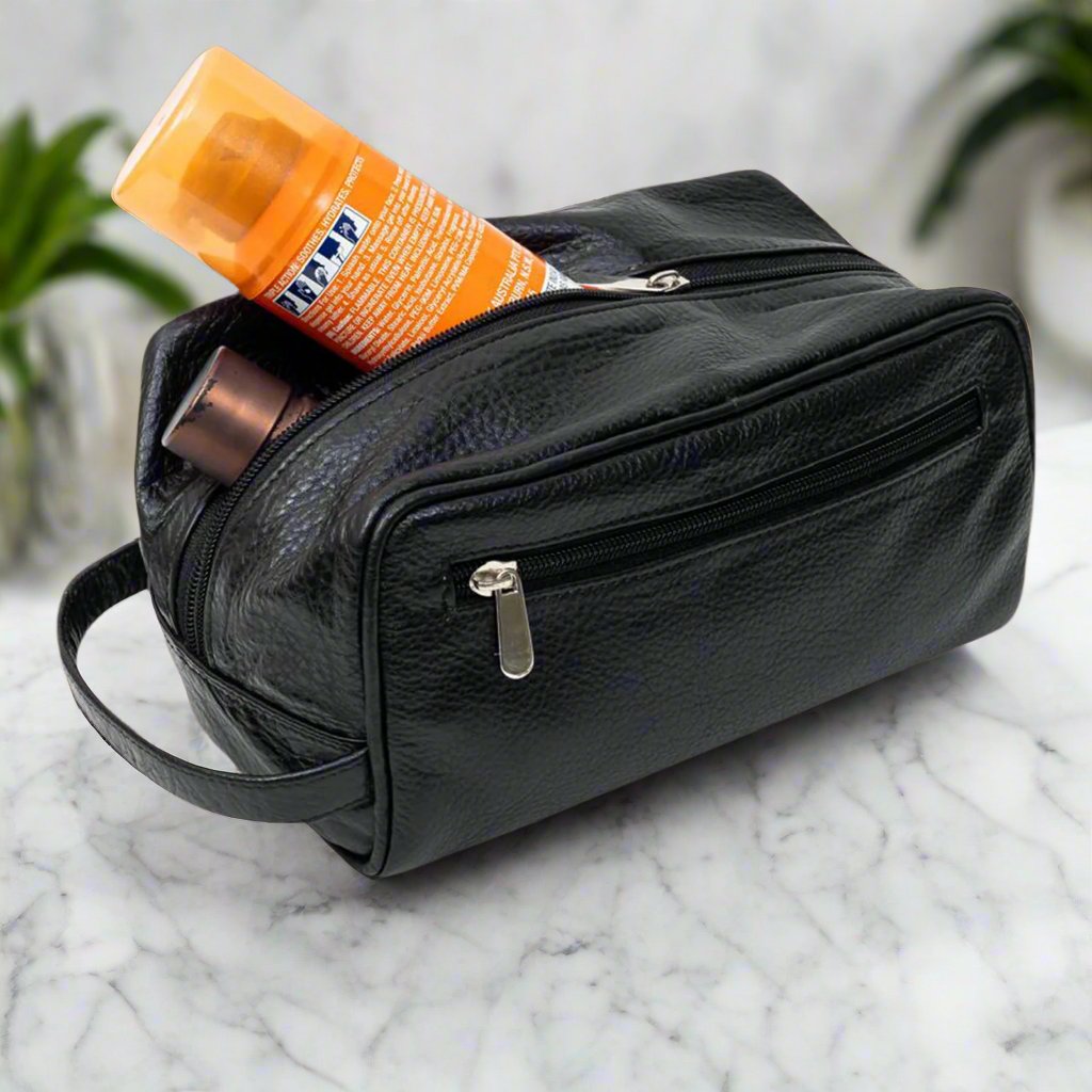 Apex, Leather Travel Shaving Pouch for Men