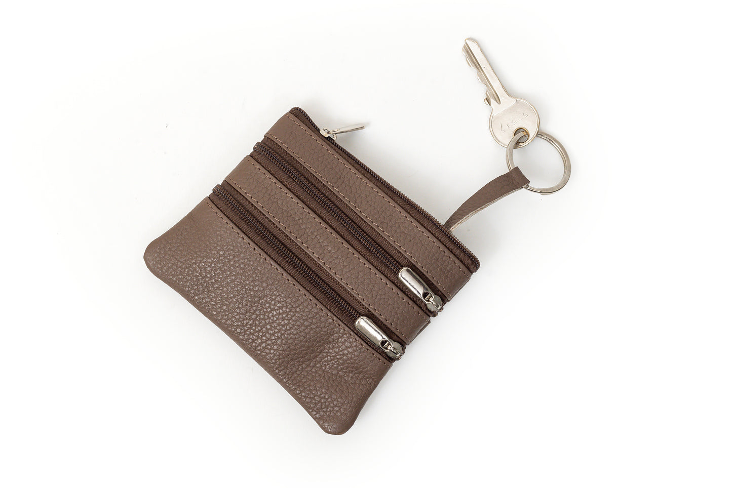 Unisex leather key, card & coin case for corporate gifting.
