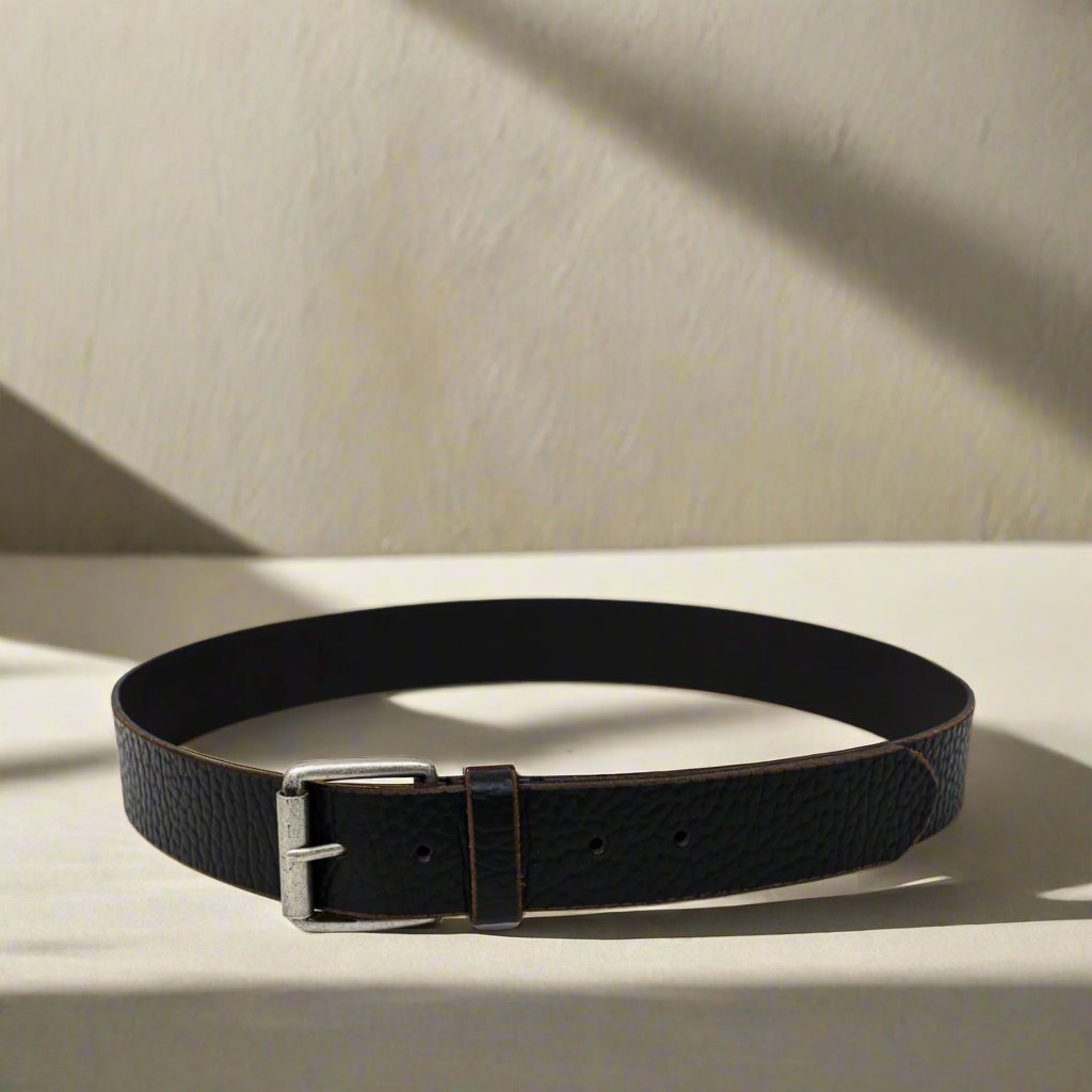 Trend, single sided black fashion belt for men.