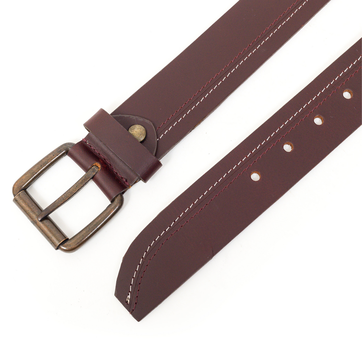 Lumina, the burgundy belt with contrast stitch.