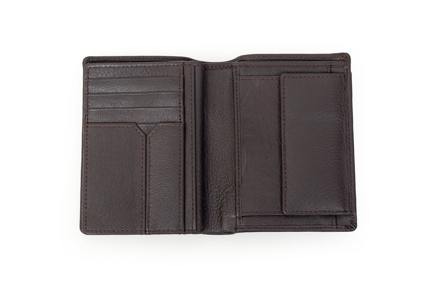 Hex, the brown multi-compartment wallet.