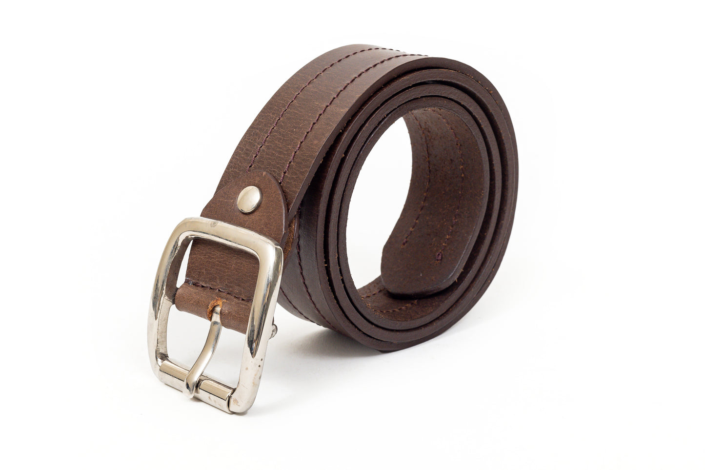 Pinnacle, brown belt with a double stitch.