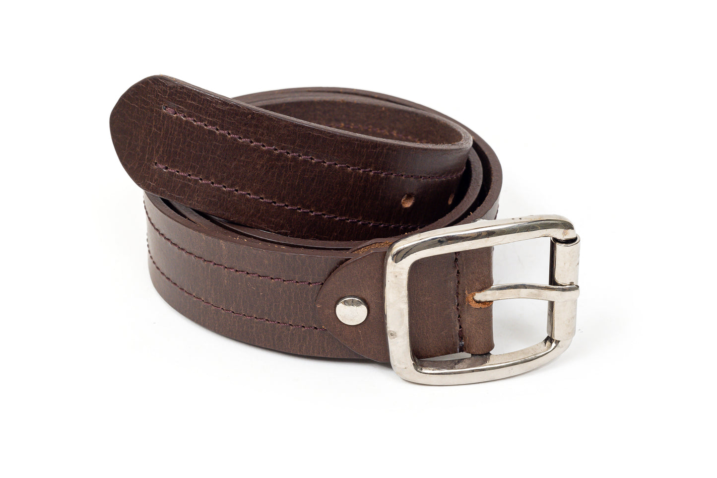 Pinnacle, brown belt with a double stitch.