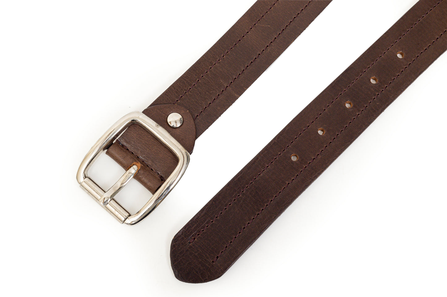 Pinnacle, brown belt with a double stitch.