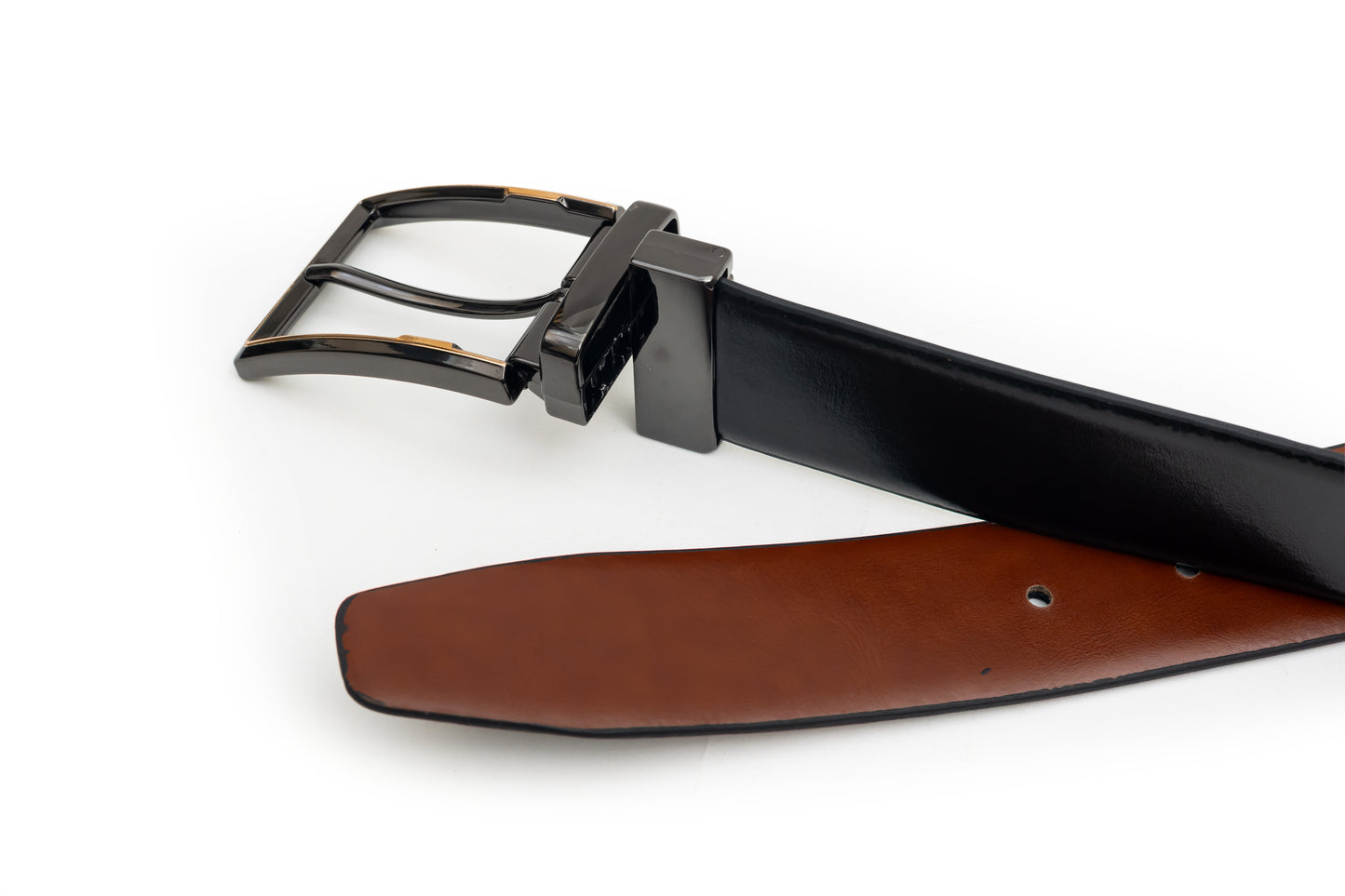 Mesic, the black with tan reversible belt.