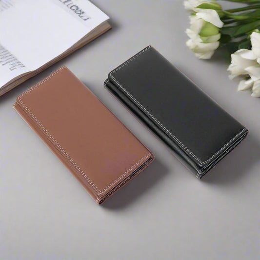 Glam, ladies dual colour leather wallet Tan