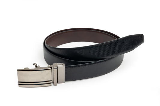 LM, the reversible leather belt with a full metal auto reversible buckle.